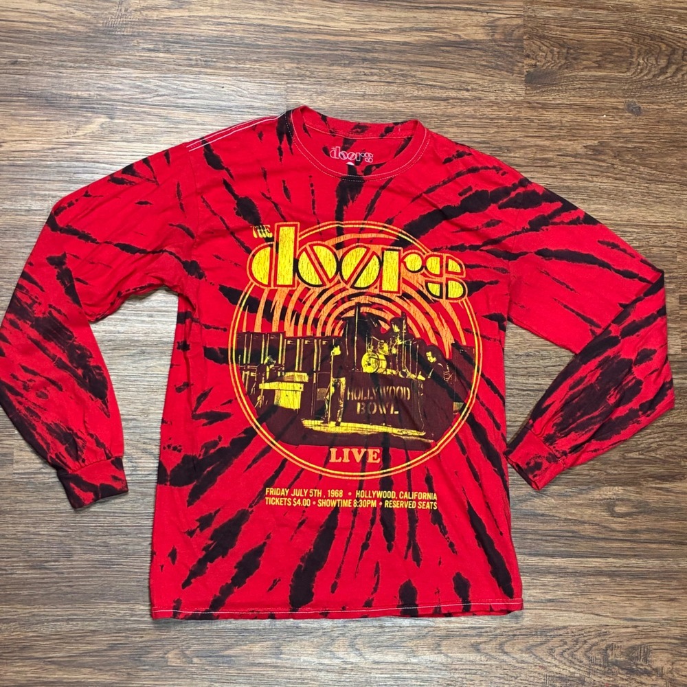 The Doors Jim Morrison Live Hollywood Bowl 1968 Tie Dye Long Sleeve Shirt S/M